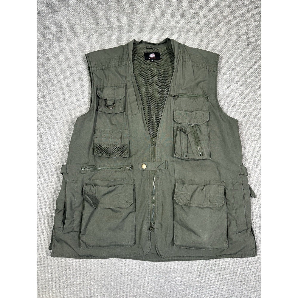 Rothco Vest Men Medium Green Tactical Concealed Carry Zip Up Pockets Read